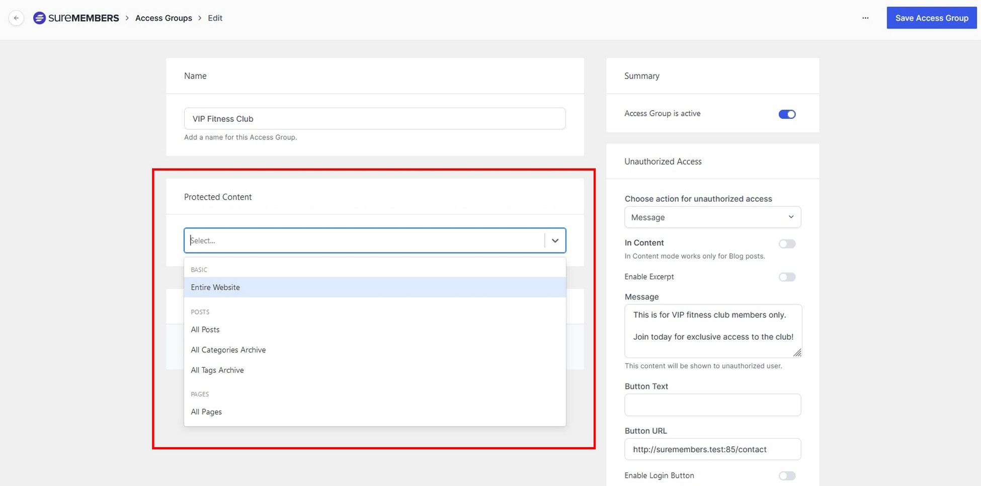 SureMembers Review: A Sure Thing For Member Websites? What content to restrict to this particular Access Group?