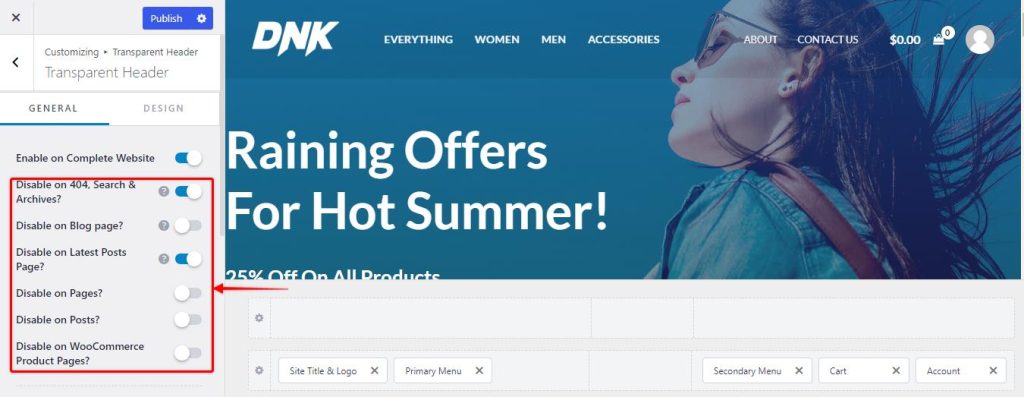 Transparent Header in Astra Theme transparent header disable on certain pages