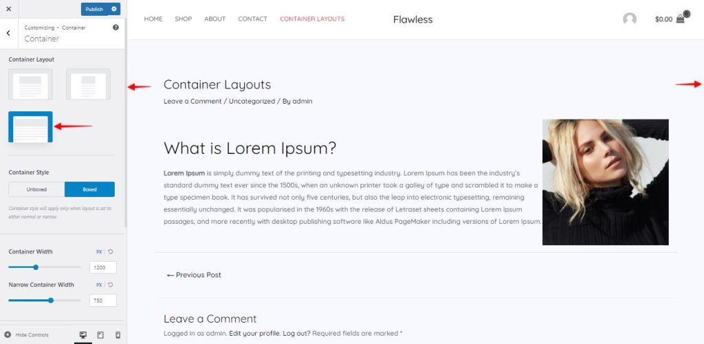 Astra Theme Container Layouts Ast-Container-layout-full-width
