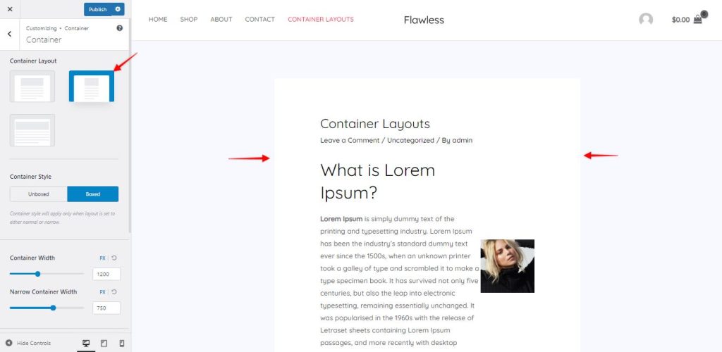 Astra Theme Container Layouts Ast-Container-layout-narrow-boxed