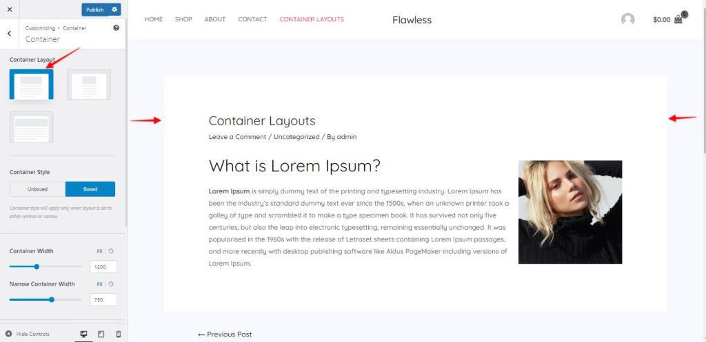 Astra Theme Container Layouts Ast-Container-layout-normal-boxed