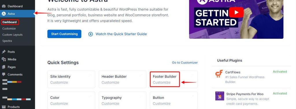 Footer Widgets Module with Astra Pro Astra_footer_builder