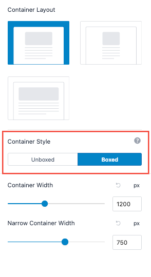 Astra Theme Container Layouts container style