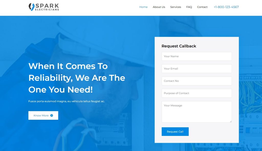 Stay Connected: Add a Contact Form to Your WordPress Website Electrician Starter Template