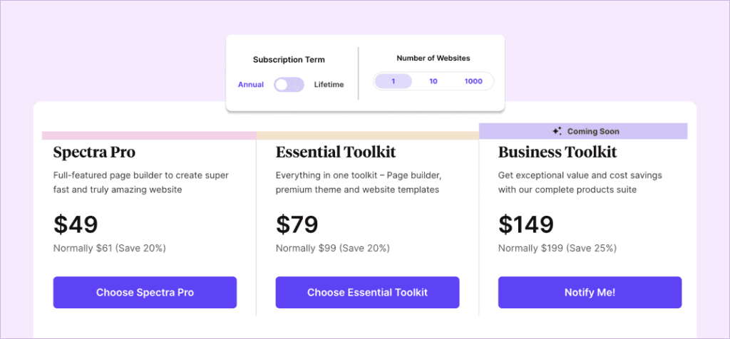 📣 Introducing Spectra Pro: Unleash your web design superpowers like a Pro! Spectra Pro Pricing