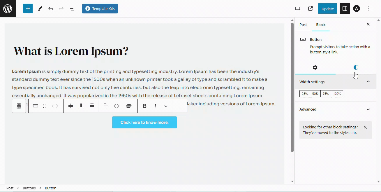 How to Customize Button in Gutenberg Editor astra button typography text decoration