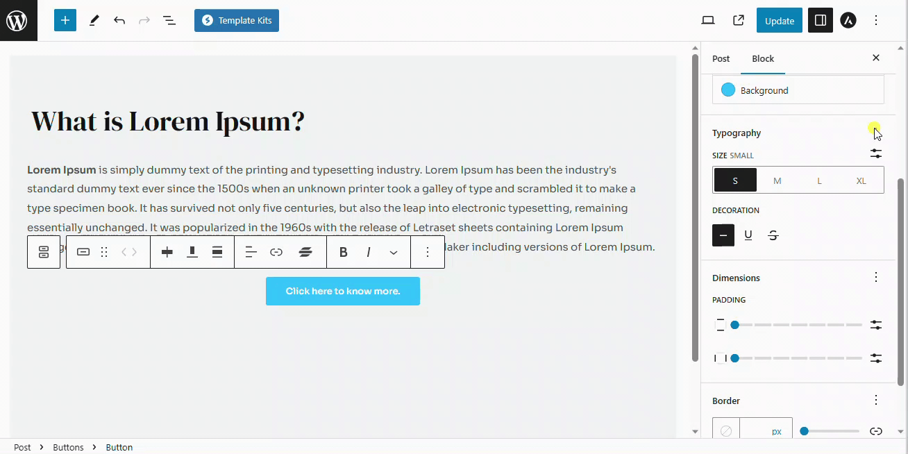 How to Customize Button in Gutenberg Editor astra button typography letter case