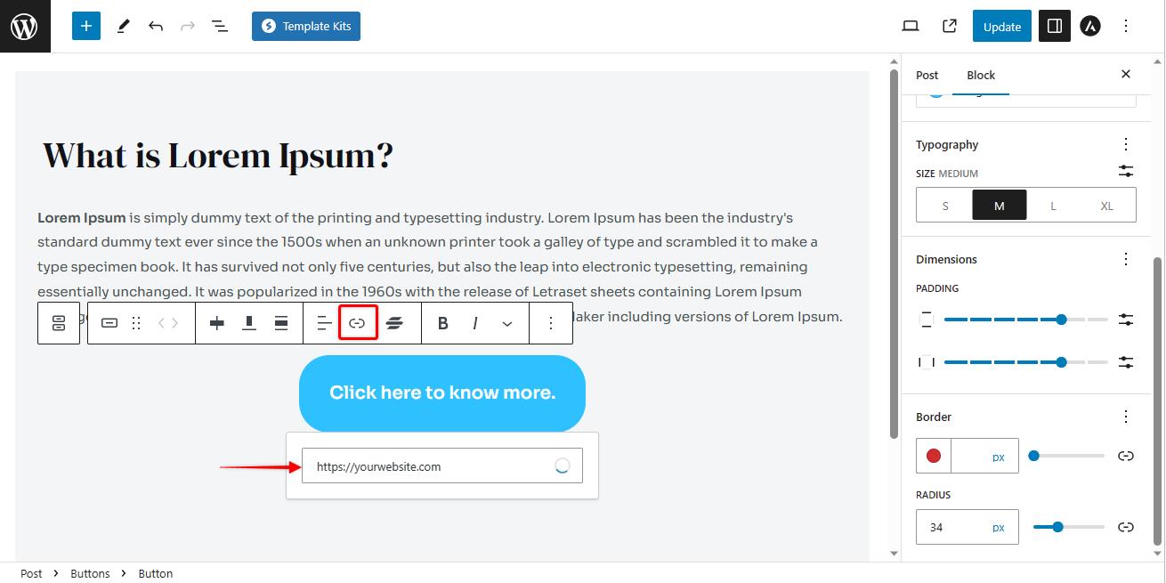 How to Customize Button in Gutenberg Editor how to add a link