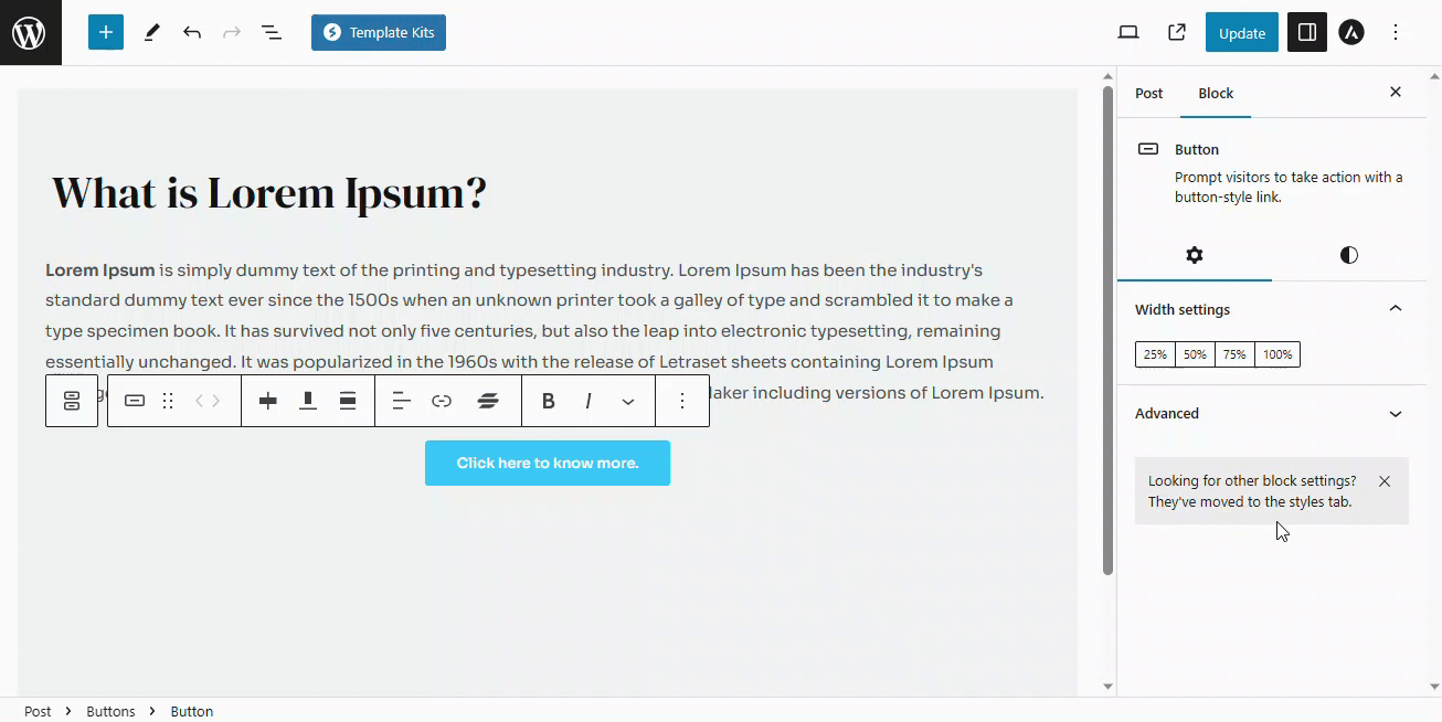 How to Customize Button in Gutenberg Editor astra button typography letterspacing