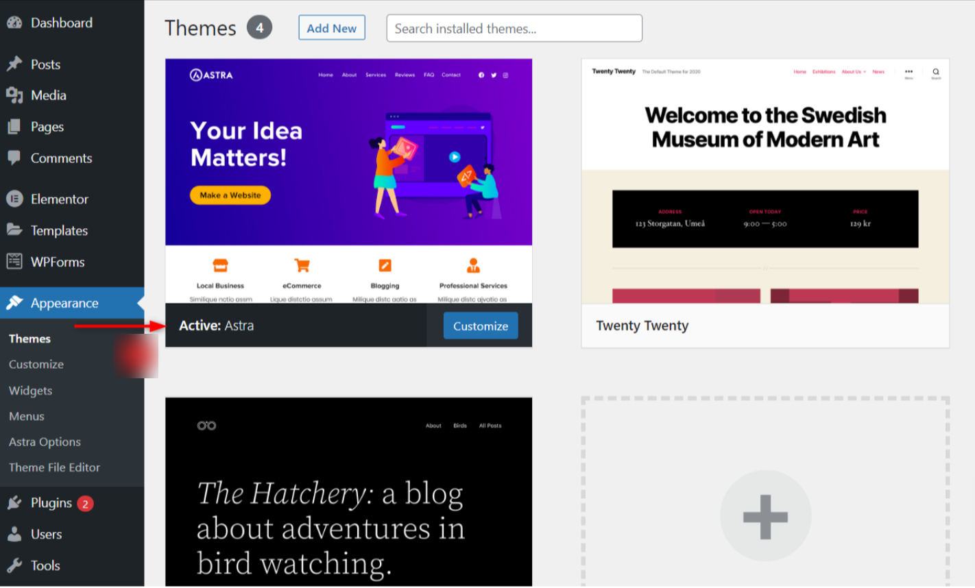 How To Build a WordPress Website Using Astra Pro and Cloudways Hosting active Astra theme