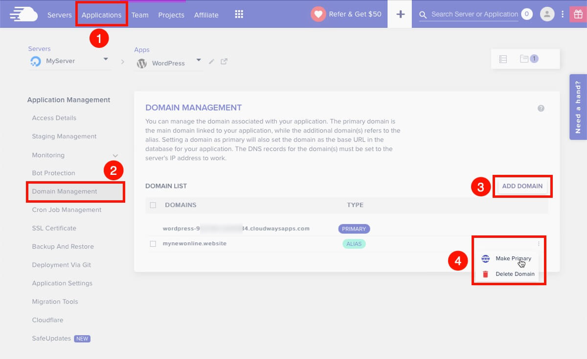 How To Build a WordPress Website Using Astra Pro and Cloudways Hosting Connect custom domain in cloudways