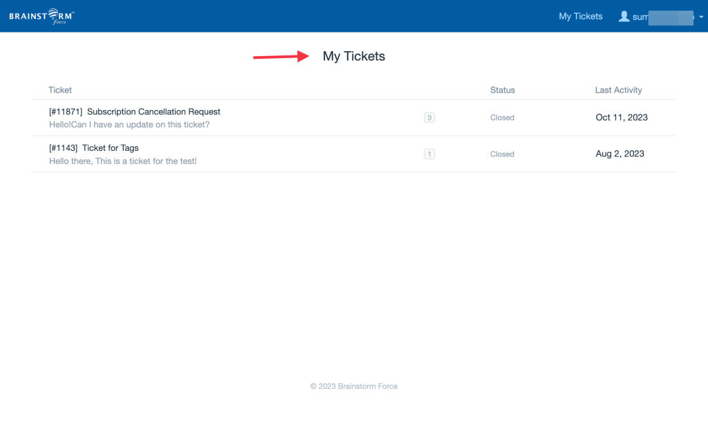 How do I check my Support Ticket History? Image 1024x633