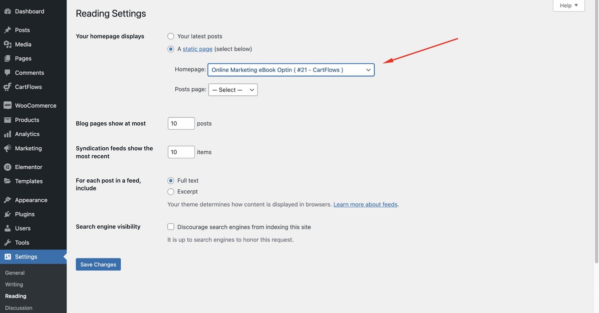 How To Create Effective Landing Pages for eBooks Set the opt-in landing page from the dropdown menu.