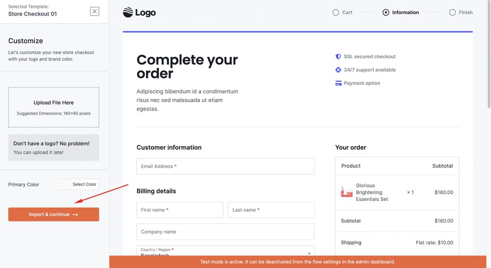 How To Create Effective Landing Pages for eBooks the Import & Continue button