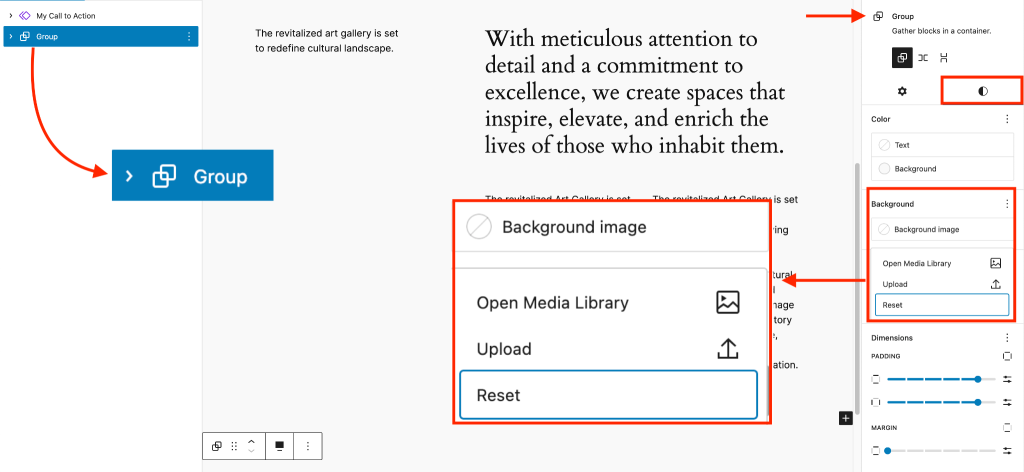 WordPress 6.4 - Features to Expect (First Look and Screenshots) Background Images In Group Blocks 1024x472