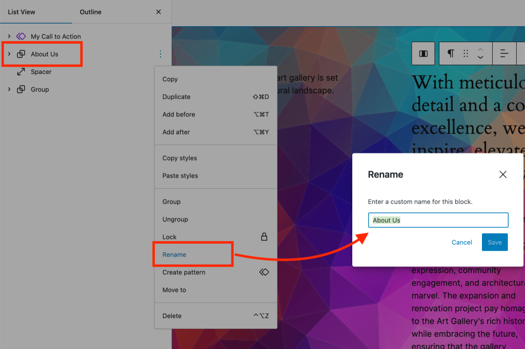 WordPress 6.4 - Features to Expect (First Look and Screenshots) Rename Groups 2 1024x680