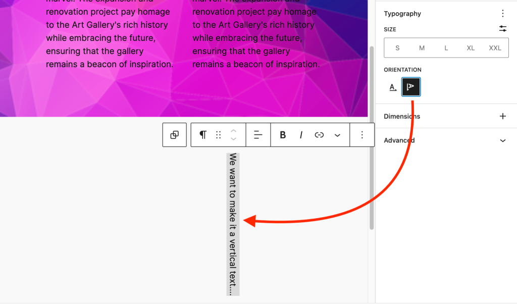 WordPress 6.4 - Features to Expect (First Look and Screenshots) Click On Vertical Orientation 1024x604