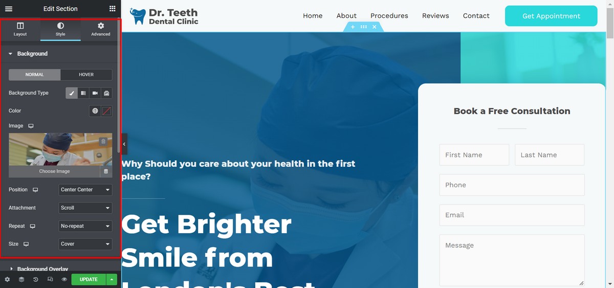How To Create a Stunning One Page Website (Step-By-Step Guide) customize the position of the elements