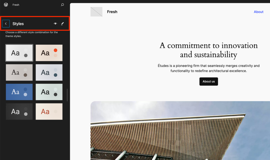 WordPress 6.4 - Features to Expect (First Look and Screenshots) Default Style Palette 1024x606