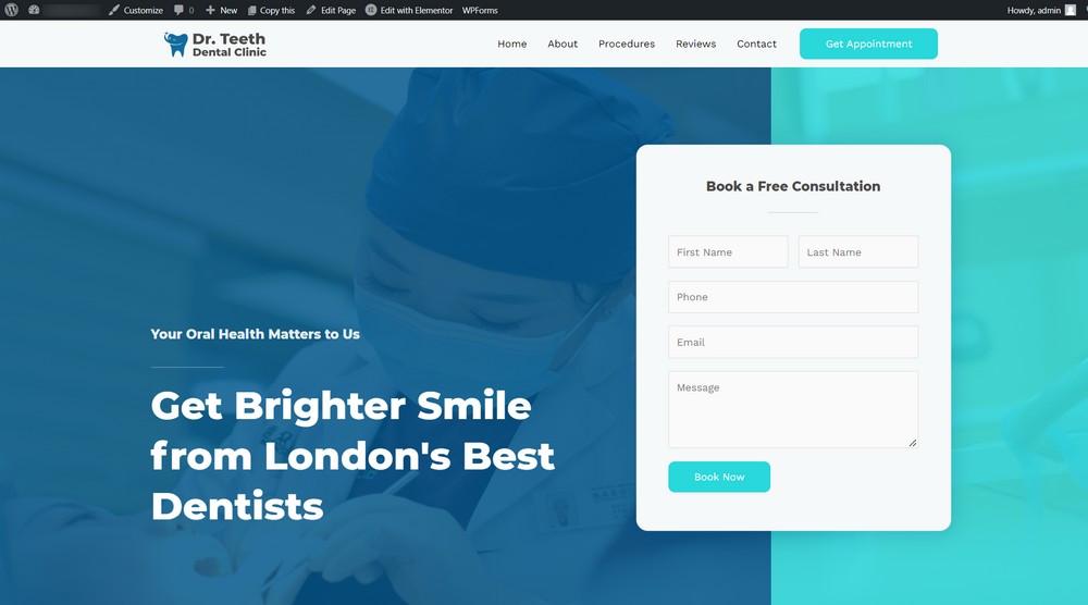 How To Create a Stunning One Page Website (Step-By-Step Guide) Finished one page WordPress website