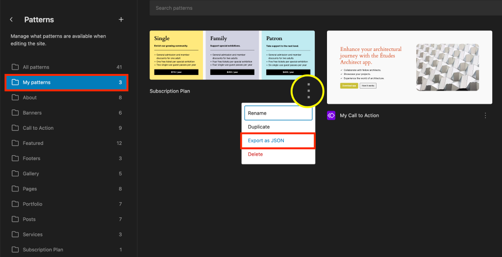 WordPress 6.4 - Features to Expect (First Look and Screenshots) Import Export Patterns 2 1024x525