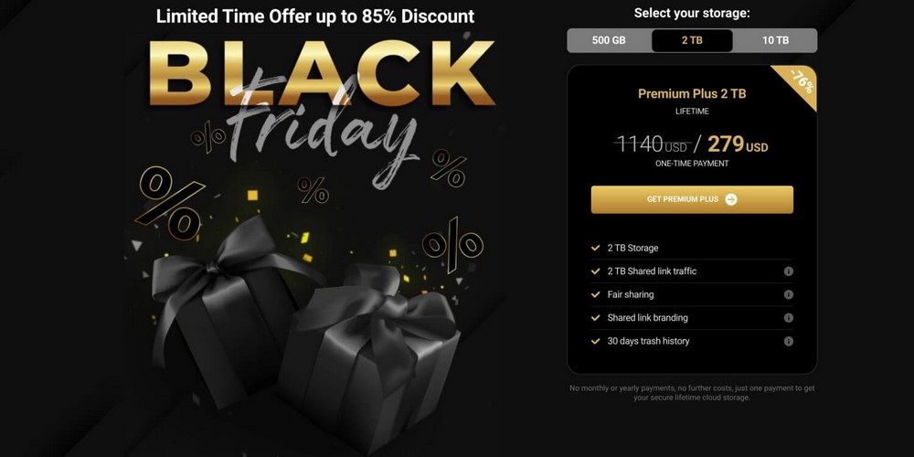 Black Friday Website Examples + Readymade BFCM Templates pcloud black friday web page design