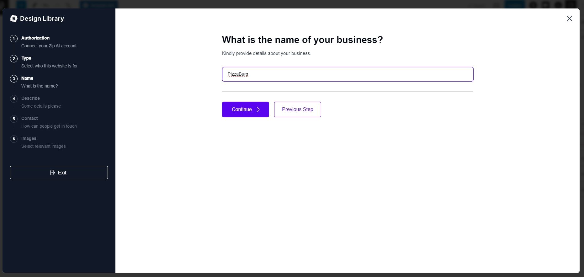 Starter Templates 3.5: Build Website 10x Faster With ZipAI add a name for your website