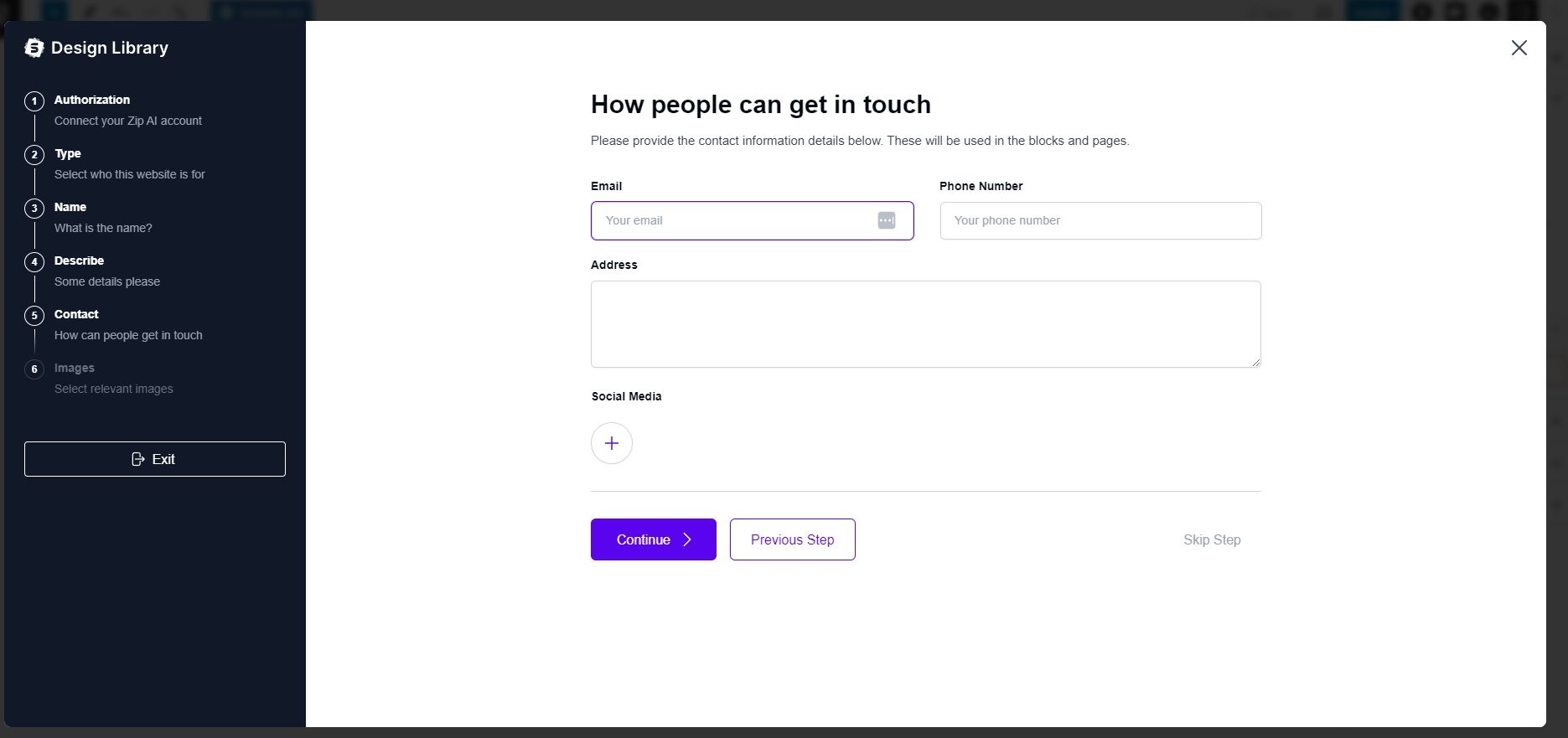 Starter Templates 3.5: Build Website 10x Faster With ZipAI contact details