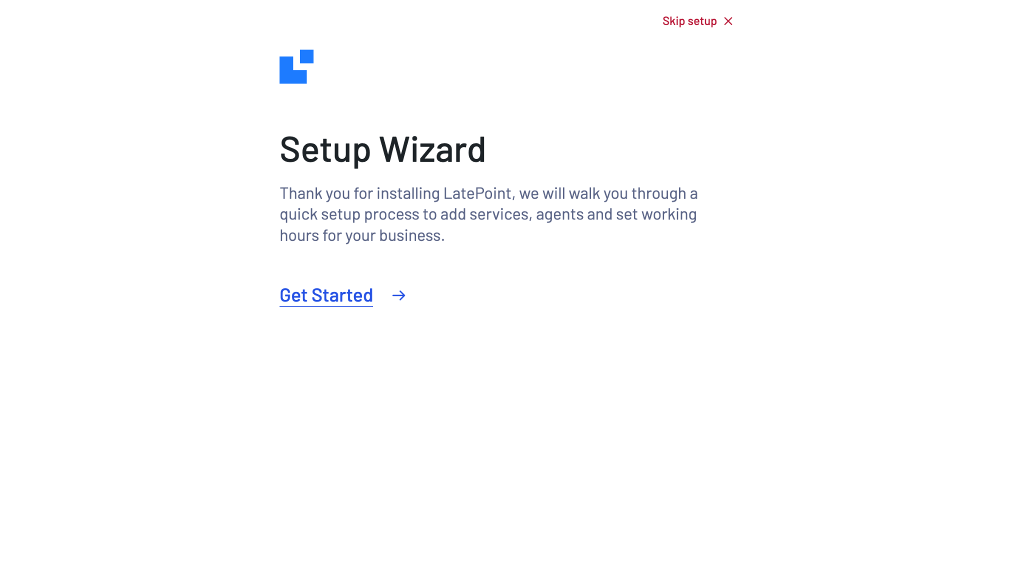 LatePoint Review: Is It the Right Booking Plugin For Your Service? latepoint setup wizard start page