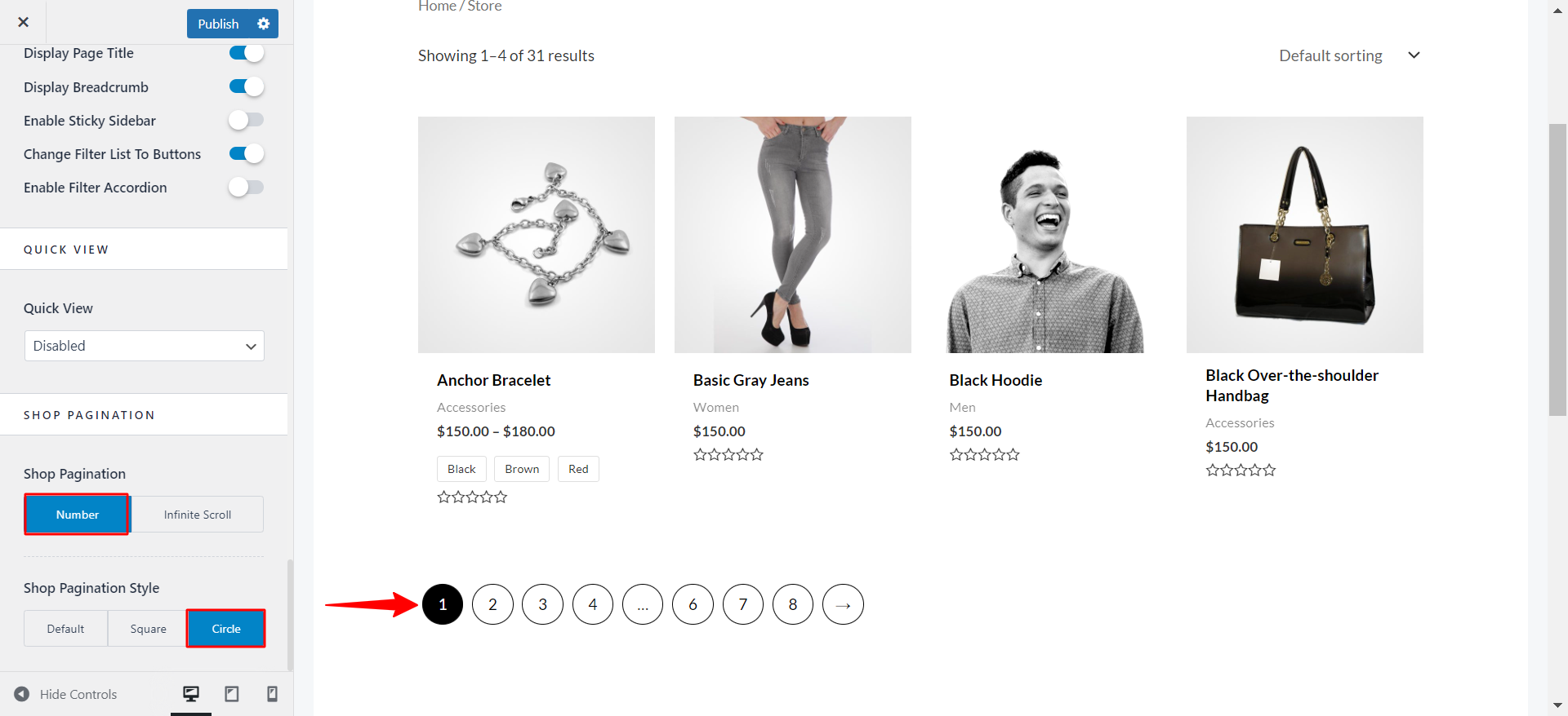 How to Design a Product Catalog Page or Shop Page Using WooCommerce Module in Astra? Number Circle