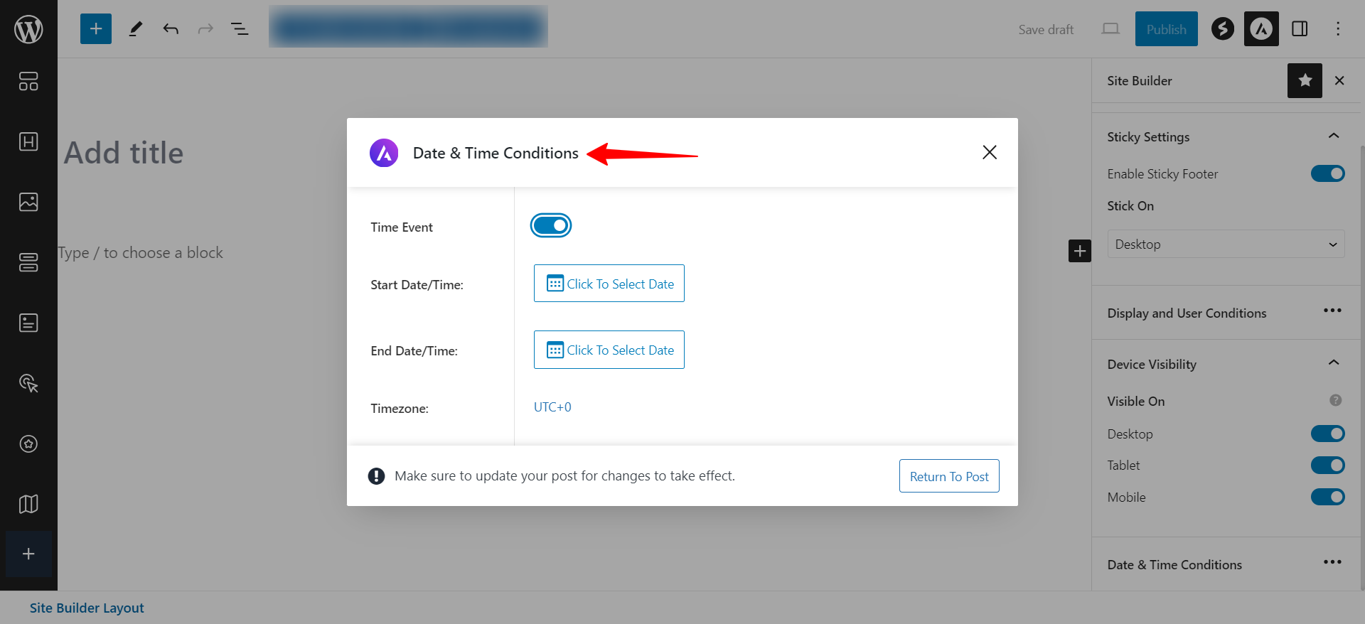 Custom Footer Date And Time Conditions