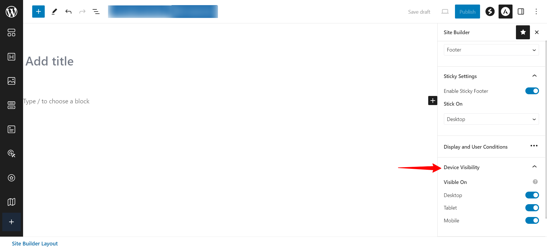 Custom Footer Device Visibility