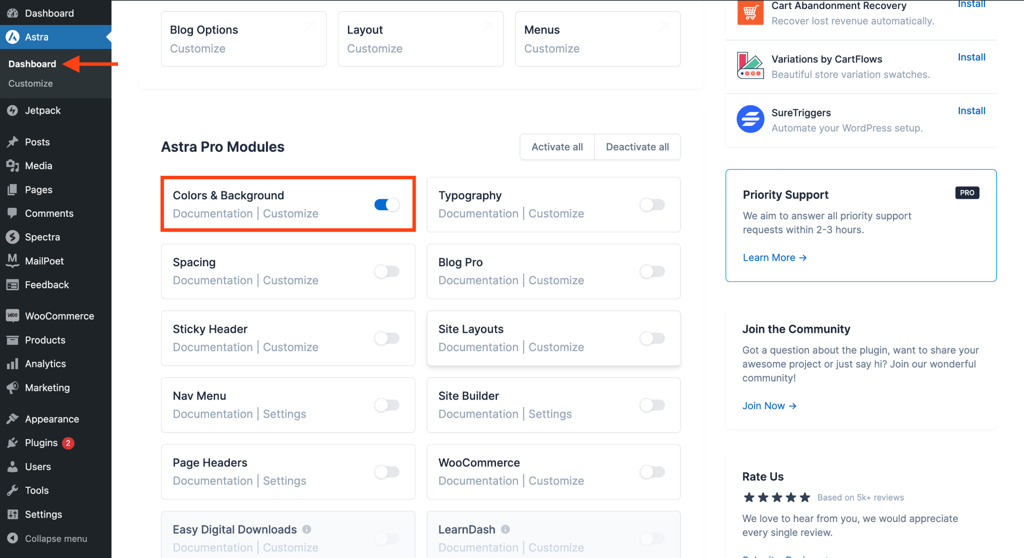 How to Change the Background Color of Product & Shop Pages in Astra? Colors & Background