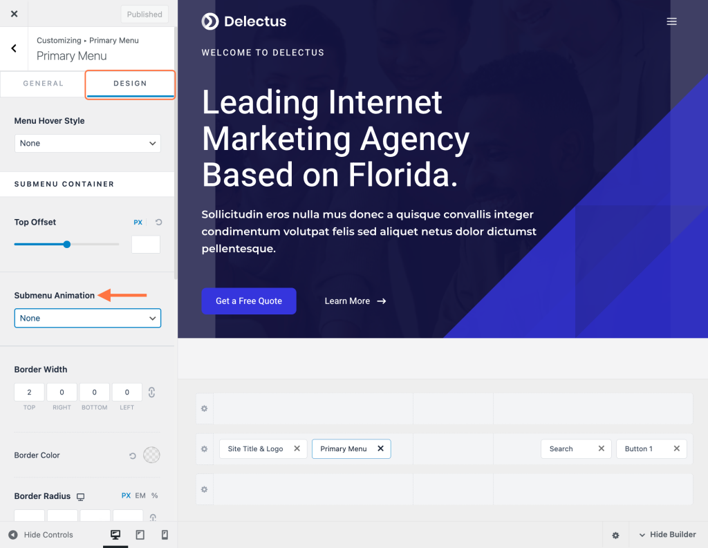How to Set Animation To The Sub Menu? Design