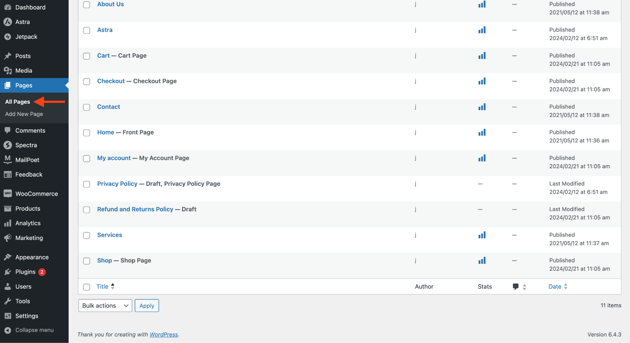 How to Change the Background Color of Product & Shop Pages in Astra? Pages > All Pages