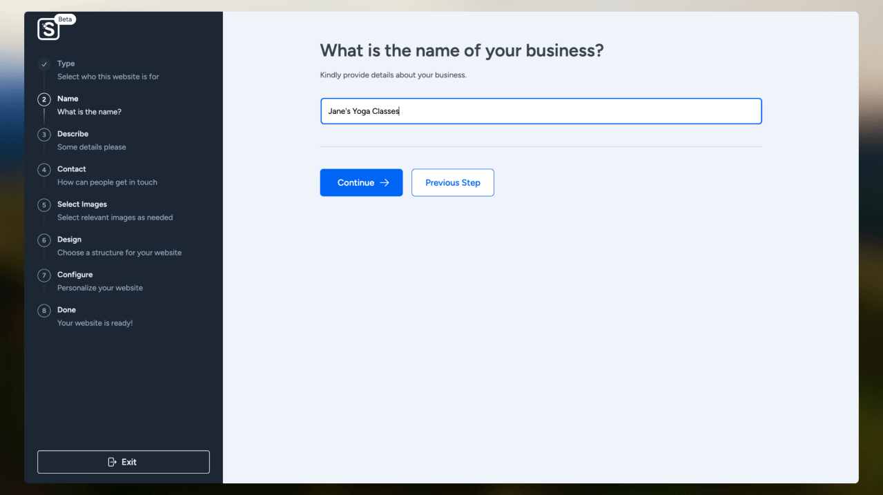 Introducing Starter Templates 4.0 With AI Magic! Provide a name for the website