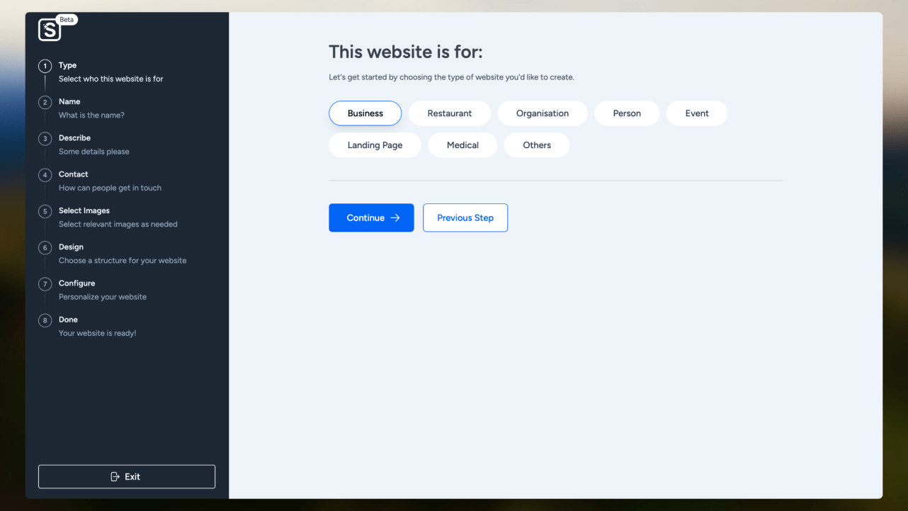 Introducing Starter Templates 4.0 With AI Magic! Select the type of website you want to create
