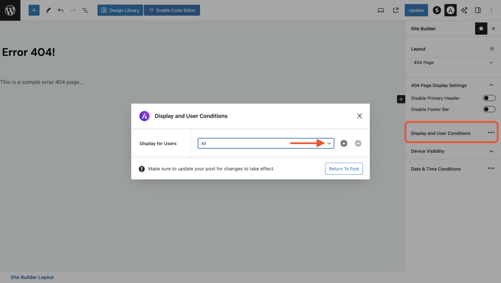 How to Enable a Custom 404 Page Display and user conditions
