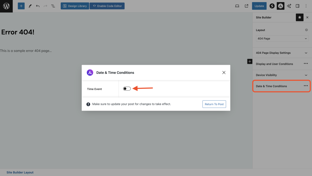 How to Enable a Custom 404 Page Date and time conditions