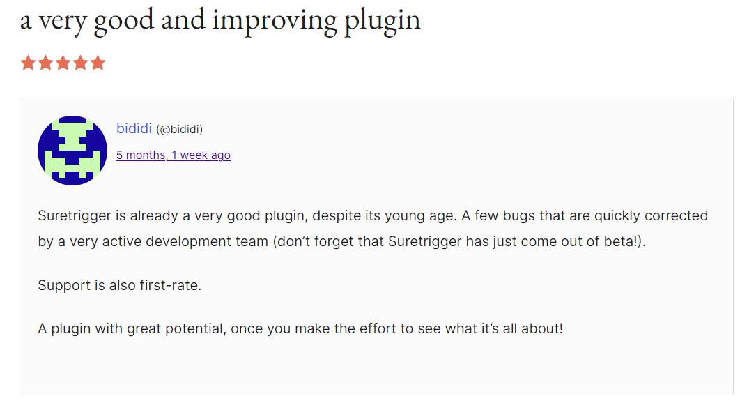OttoKit Review: Say Goodbye to the Grind With Automation! A positive WordPress.org comment by a user