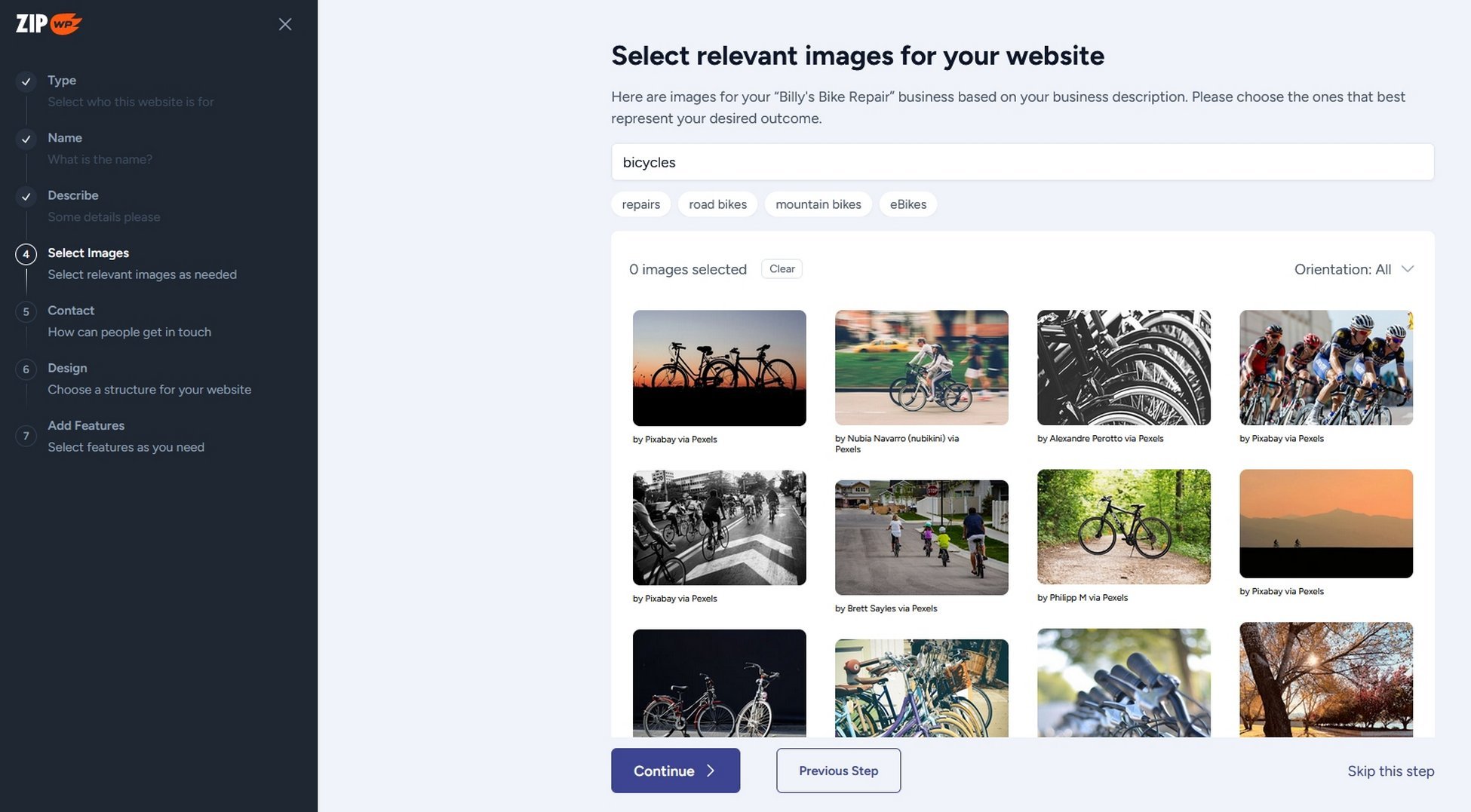 WordPress Playground: How To Create a WordPress Sandbox Site ZipWP image selection