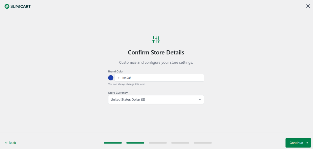 How To Sell Website Templates (Design and Make Profit) Confirm store details