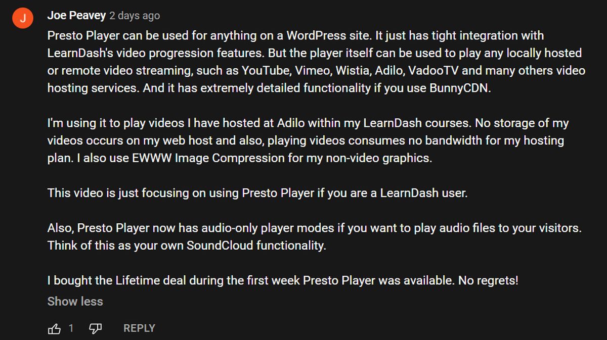 Presto Player Review: The Ultimate WordPress Video Companion? Presto player comment on twitter