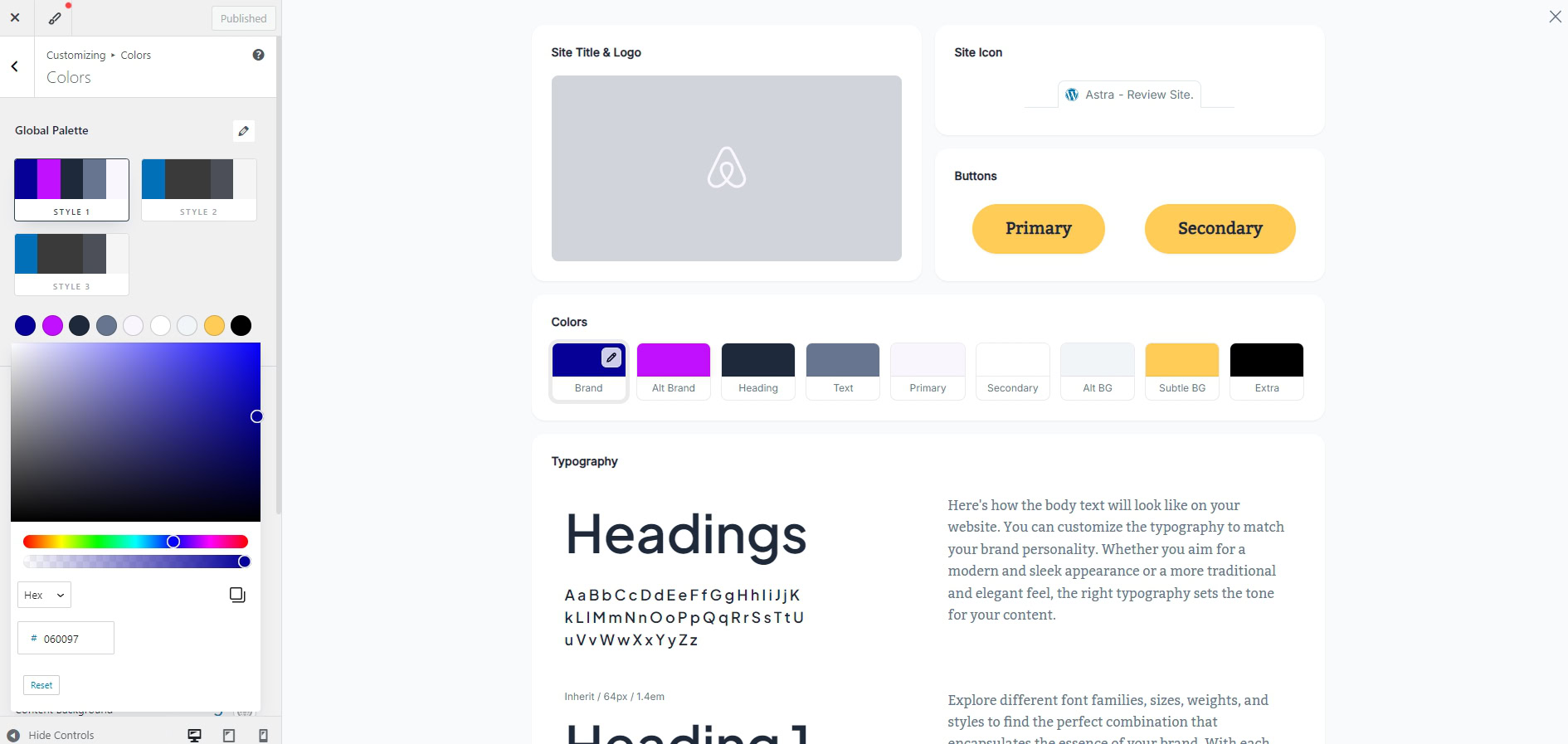 Astra 4.8: Style Guide and Design Options Incoming! Astra Style Guide color picker