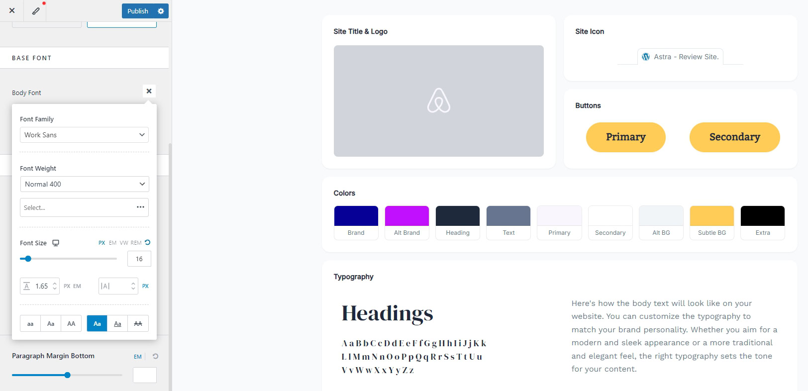Astra 4.8: Style Guide and Design Options Incoming! Font Family picker menu