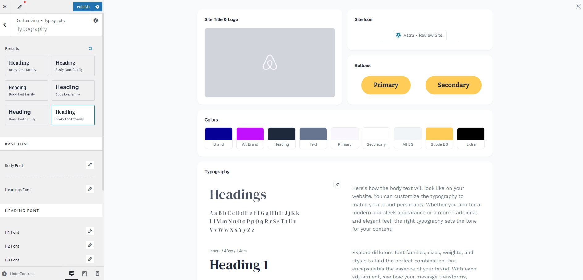 Astra 4.8: Style Guide and Design Options Incoming! Select a heading or body text in the Style Guide window