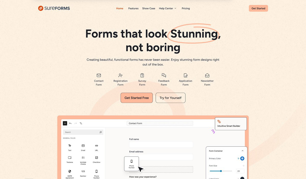 Introducing SureForms: AI-Powered Form Building Made Easy sureforms homepage