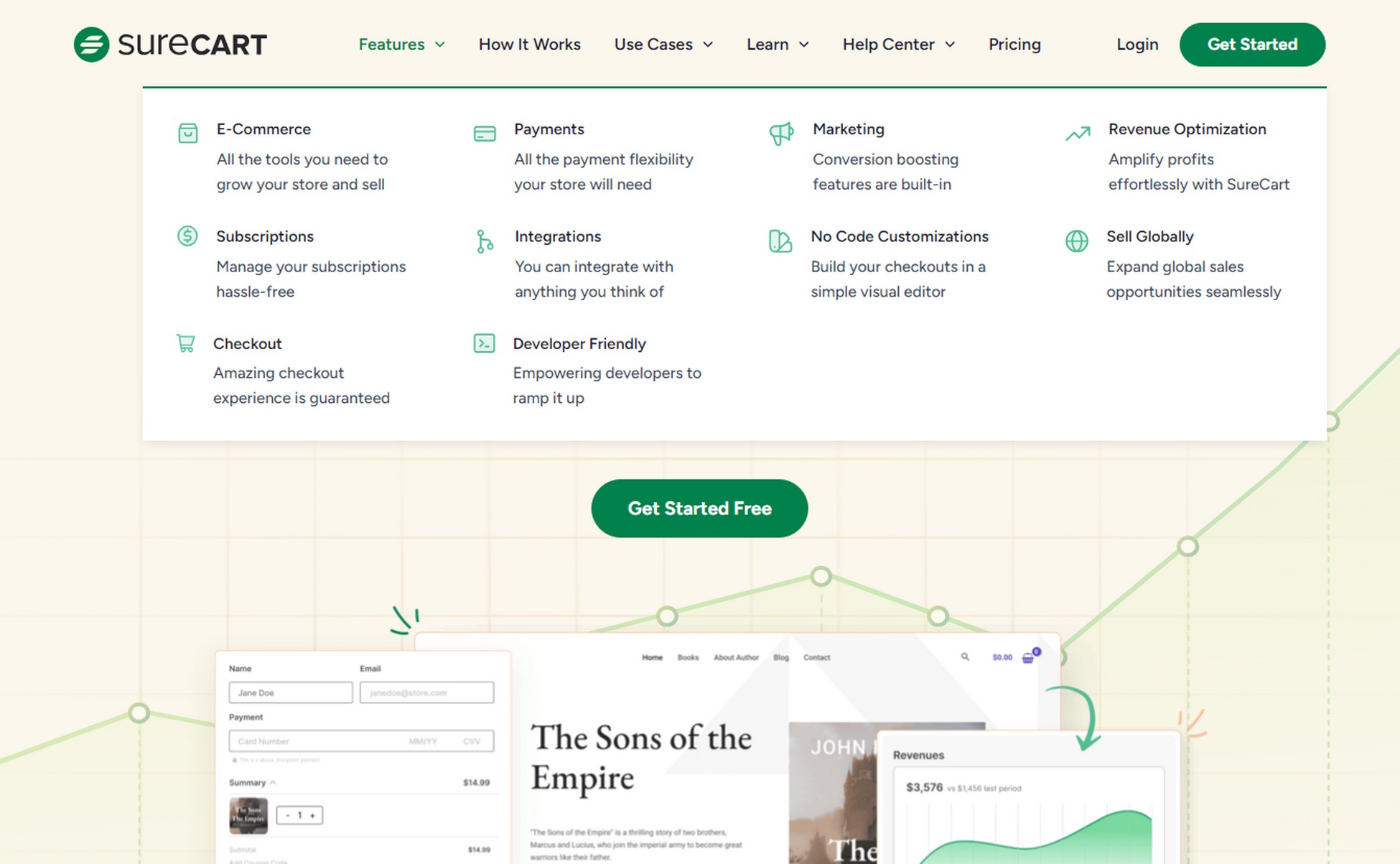 14 Stunning Mega Menu Examples for Better User Engagement surecart-mega-menu