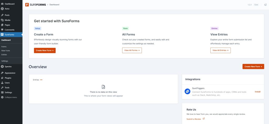 Stay Connected: Add a Contact Form to Your WordPress Website SureForms Dashboard