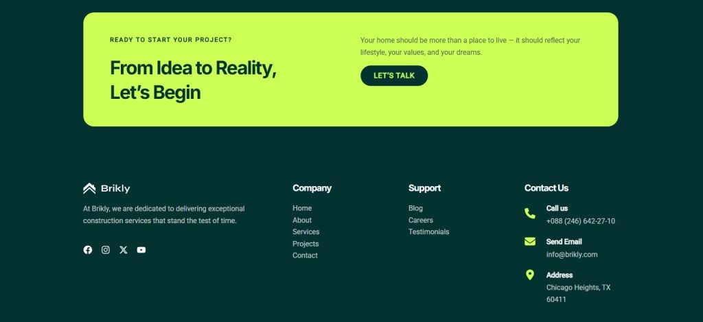 New Release - The Construction Company Template! Footer With Socials Accreditation Badges And Quick Navigation Links 1024x469